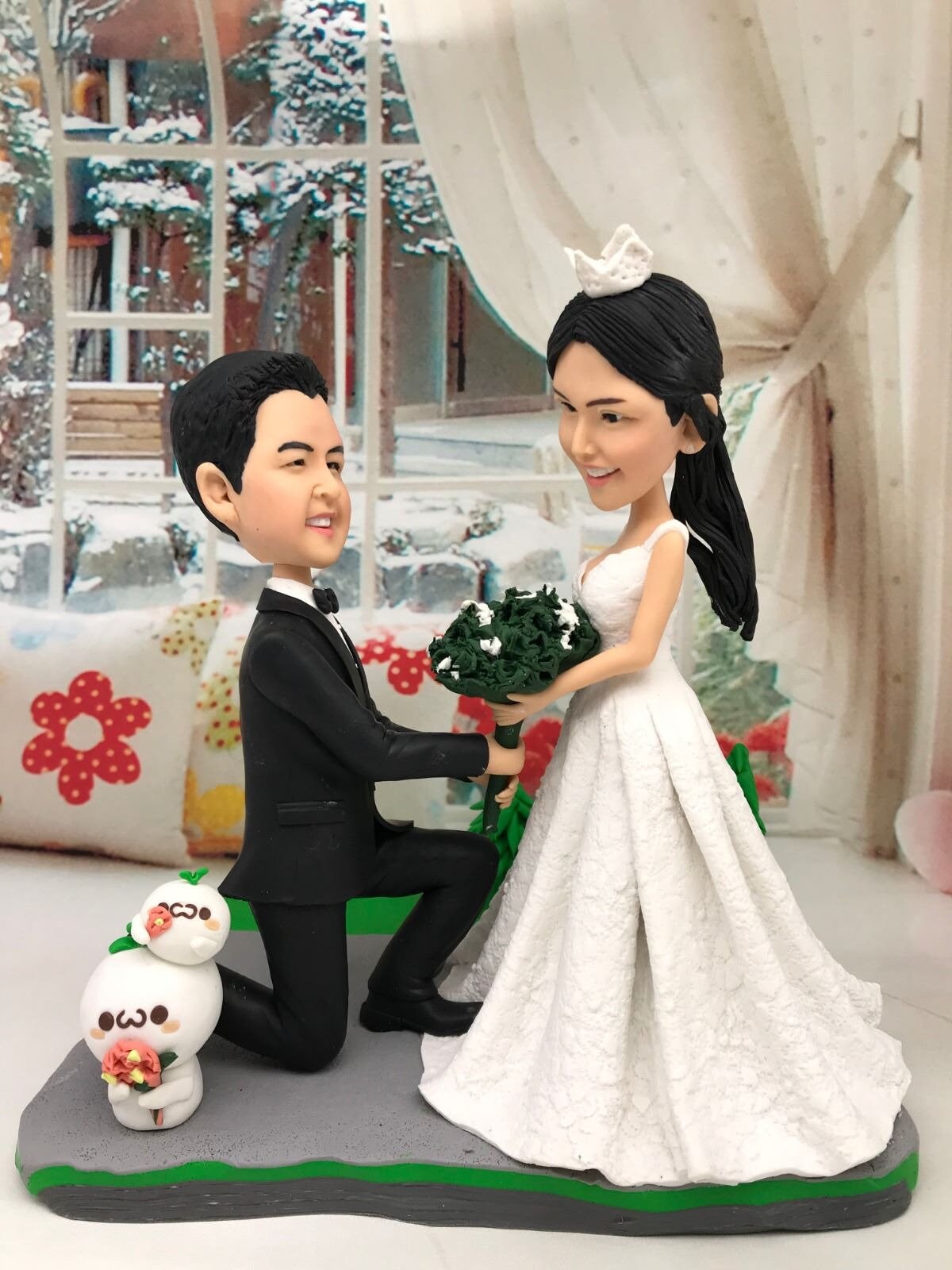 japanese kimono traditional costume wedding Cake topper birthday cake doll clay doll customise bobblehead anniversary valentines gift
